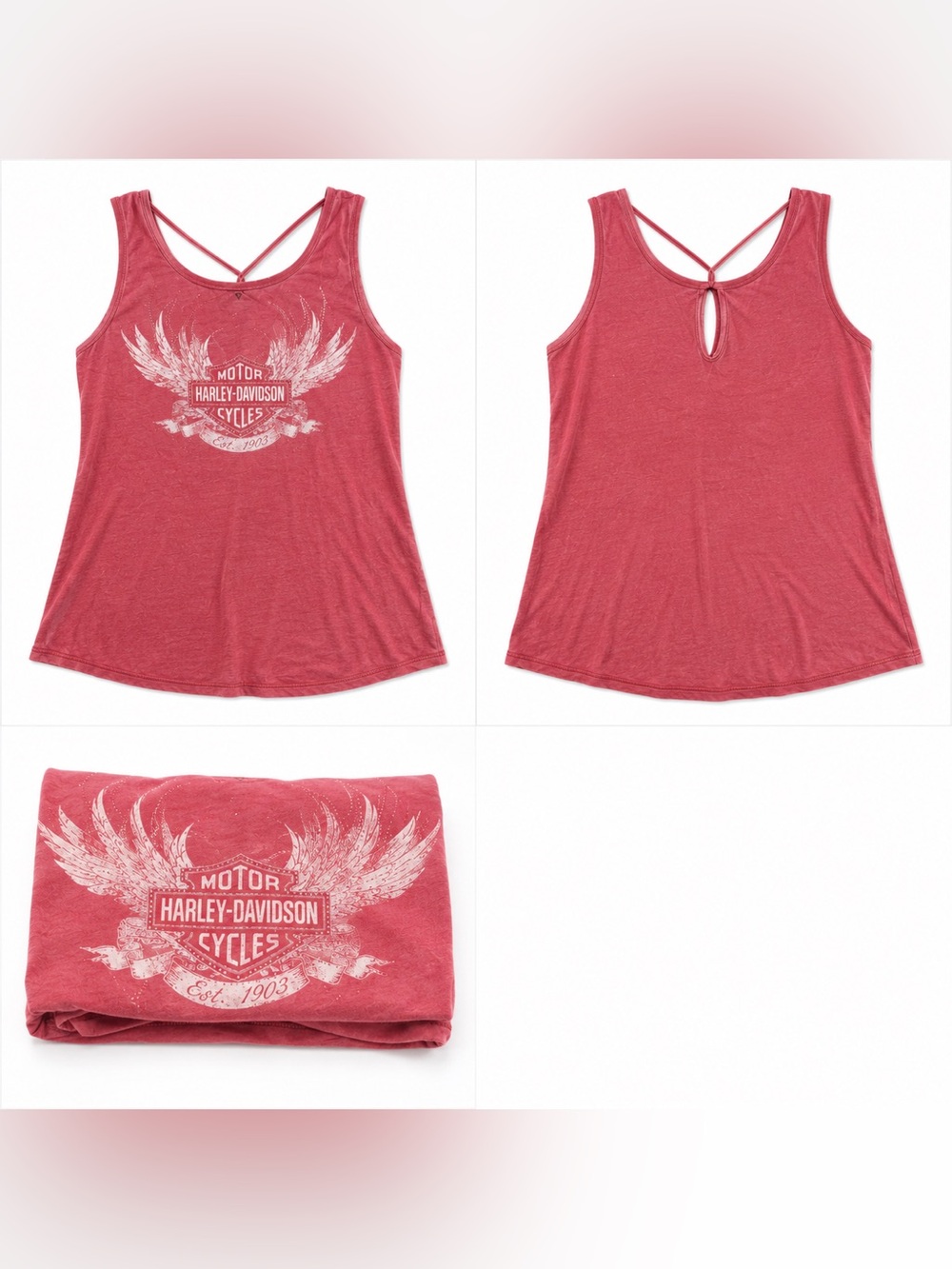 Harley-Davidson Dusty Rose Wing Logo Strappy Back Tank